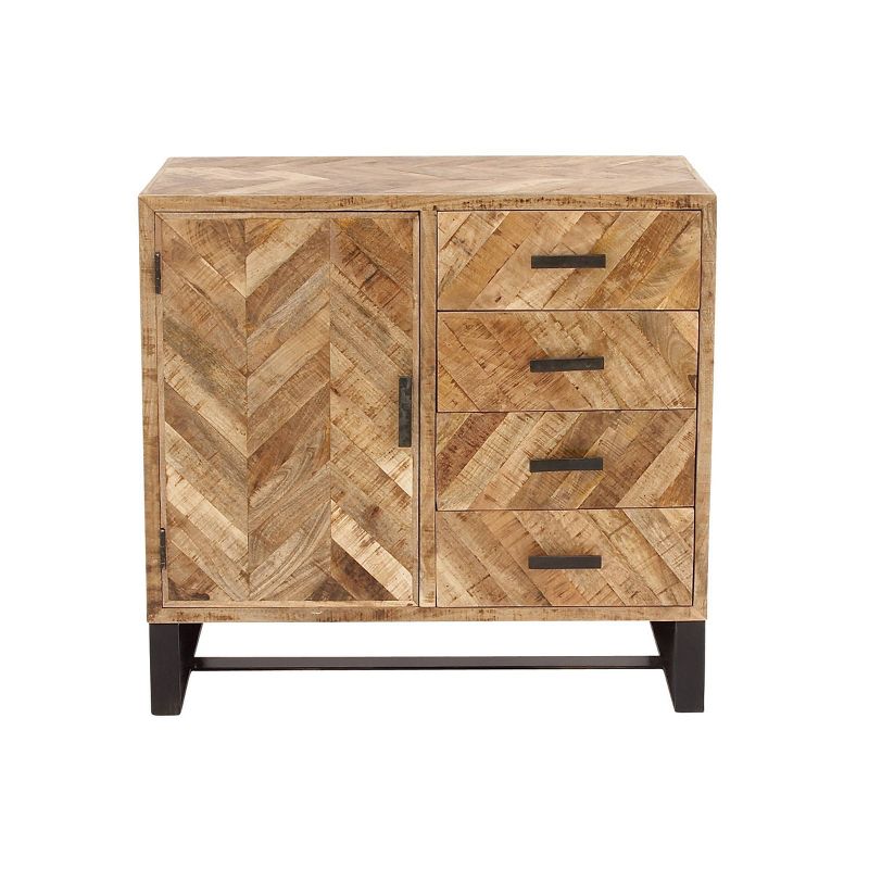 Contemporary Zigzag Pattern Mango Wood Cabinet Brown - Olivia &#38; May, 1 of 18