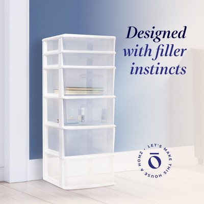 Homz White Plastic 6-Drawer Storage Tower