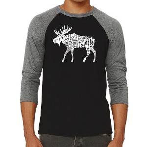 LA Pop Art Men's Raglan Baseball Word Art T-shirt - Moose - 1 of 4