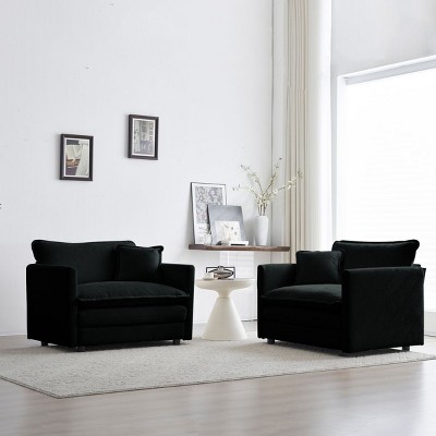 Modular Chenille Upholstered Accent Chair Set of 2,Living Room Comfy Side Chairs with Toss Pillow–The Pop Home