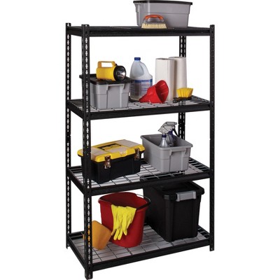 Versatile 36'' Black Steel Boltless Shelving Unit with Adjustable Height