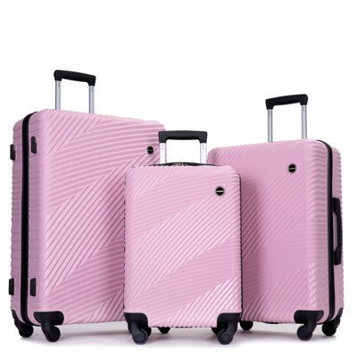 3pcs Luggage Set, 20+24+28 inch PC+ABS Lightweight Suitcase with Two Hooks, Spinner Wheels 4S -ModernLuxe