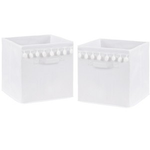 Sweet Jojo Designs Boy or Girl Gender Neutral Unisex Set of 2 Kids' Decorative Fabric Storage Bins Boho Llama White - 1 of 4