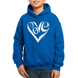 LA Pop Art Boy's Word Art Hooded Sweatshirt - Script Love Heart - 1 of 4