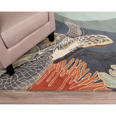 Akumal Blue Handmade Tufted Rectangular Outdoor Rug