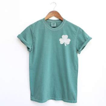 Simply Sage Market Women's Embroidered Clover St. Patrick's Day Short Sleeve Garment Dyed Tee