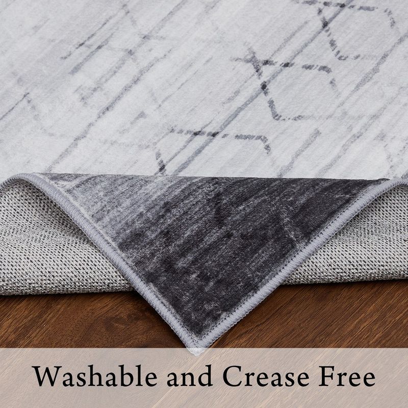 Machine Washable Bordered Rug Indoor Modern Geometric Area Rugs Low Pile Rug Abstract Carpet, 5 of 9