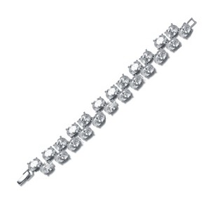 Guili Sterling Silver Rhodium Plated Clear Cubic Zirconia Charm Bracelet, Sparkling and Elegant Design with a Timeless, Classic Appeal - 1 of 3