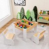 Infans 4-in-1 Kids Wooden Table & 2 Chairs Set w/ Storage Detachable Blackboard Drawing - 2 of 4