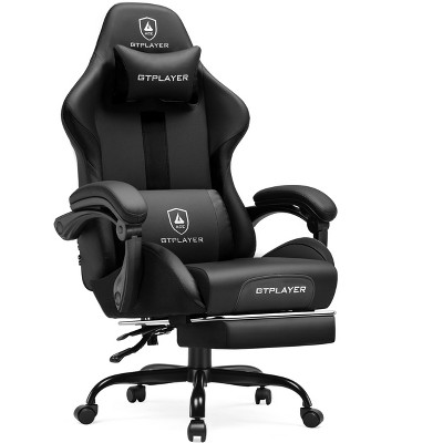 GTPLAYER Swivel Dorm Gaming Chair, Ergonomic Computer Chair with Footrest, Lumbar Support, PU Leather