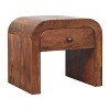 HomeRoots 16" Brown Solid Wood One Drawer Arched Nightstand - 4 of 4