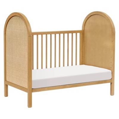 Light Wood Pine Boho-Chic Convertible Toddler Crib