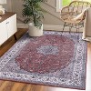 Washable Vintage Rug Non Slip Low Pile Rug Soft Throw Floor Cover Floral Foldable Indoor Carpet for Living Room Bedroom Playroom Nursery - 3 of 4