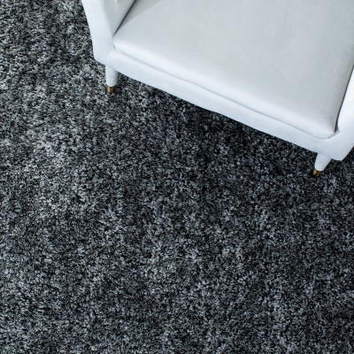 Handmade Luxe Gray Shag Wool-Blend Round Rug, 36 in
