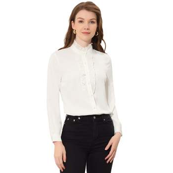 Allegra K Women's Vintage Ruffle Blouse Business Casual Work Top Shirt
