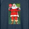 Women's - Coca-Cola - Vintage Santa with Glass Bottles Lightweight French Terry Wide Neck Long Sleeve Shirt - 2 of 4