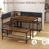 Zevemomo Corner Dining Table Set for 4-6, Breakfast Nook Table Set with Charging Port, Corner with Storage & Bench, for Dining Room, Kitchen - Brown - 2 of 4