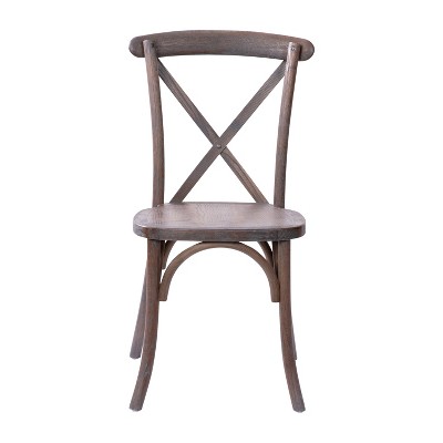 Elegant Elmwood Dark Driftwood X-Back Dining Chair