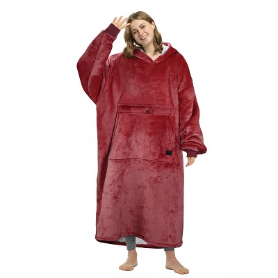 Women's Fleece Blanket Hoodied Oversized Sweatshirt, Warm Cozy Fuzzy Wearable Flannel Blanket Women, One Size Fits All - Catalonia