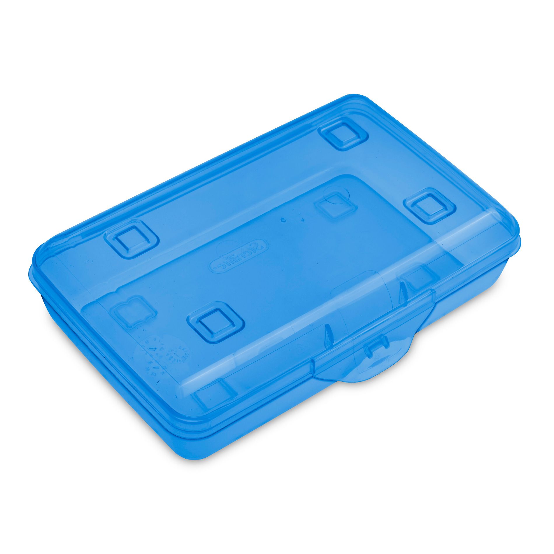 Sterilite Flat Top Pencil Box Turquoise Blue Tint