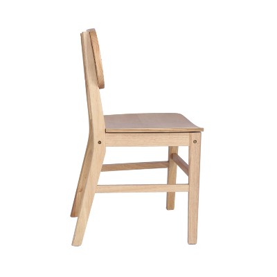 Natural Cane Rattan and Wood Dining Side Chairs, Set of 2