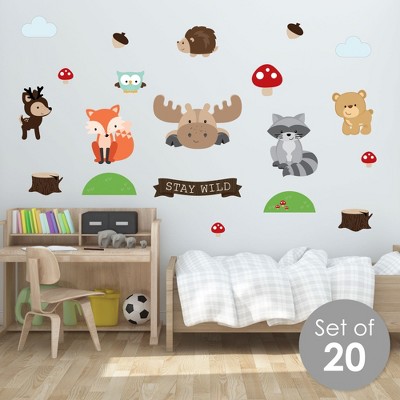 Big Dot of Happiness Woodland Creatures - Peel and Stick Nursery and Kids Room Vinyl Wall Art Stickers - Wall Decals - Set of 20