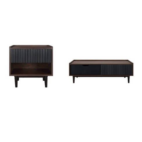 Duane Modern Ribbed End Table And Coffee Table Set - Manhattan Comfort ...