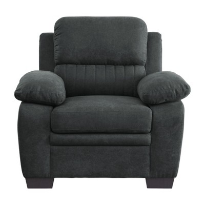 NicBex Couches for Living Room Modern Single Sofa Chair Textured Fabric Channel Upholstered Plush Seating Chair Armchair with Pillows, Dark Gray