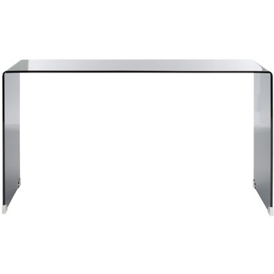 Huck Clear and Gray Glass Console Table with Storage