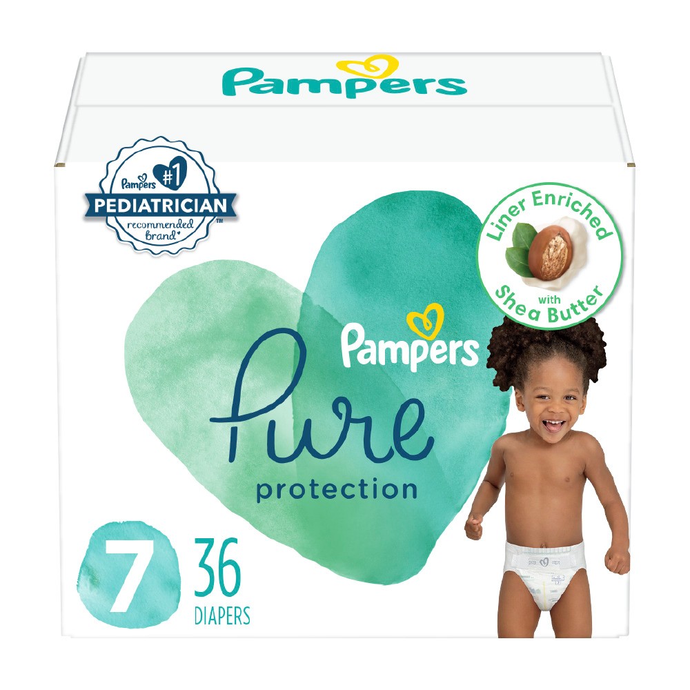 Pampers Pure Protection Disposable Diapers Super Pack - Size 7 - 36ct