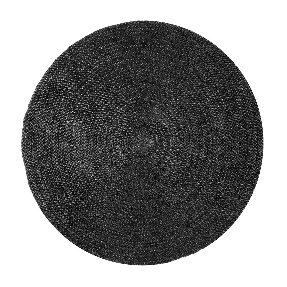 6' Round Hand Woven Rigo Jute Area Rug Black - nuLOOM