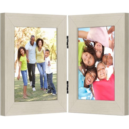 4x6 Double Frame Wood Grain Hinged Picture Frame Two Photo Frames for  Wedding