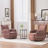 ORRD Modern 360° Swivel Lounge Chair with Striped Fabric, Metal Base Accent Chair for Living Room & Bedroom,Red - 2 of 4