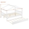 Bellemave Full Size House Bed with Twin Trundle, Wooden Montessori Playhouse Bed, Full Platform Frame for Kids, White - 2 of 4