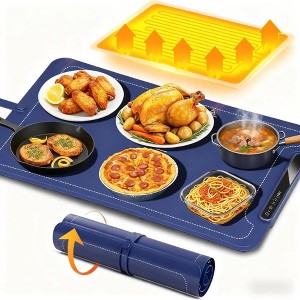 Kismile Warming Mat for Food, 3 Temp Settings, Childproof Lock, Rollable Portable Food Warming Mat, Ideal for Gatherings, Parties, Food Warmer - 1 of 4