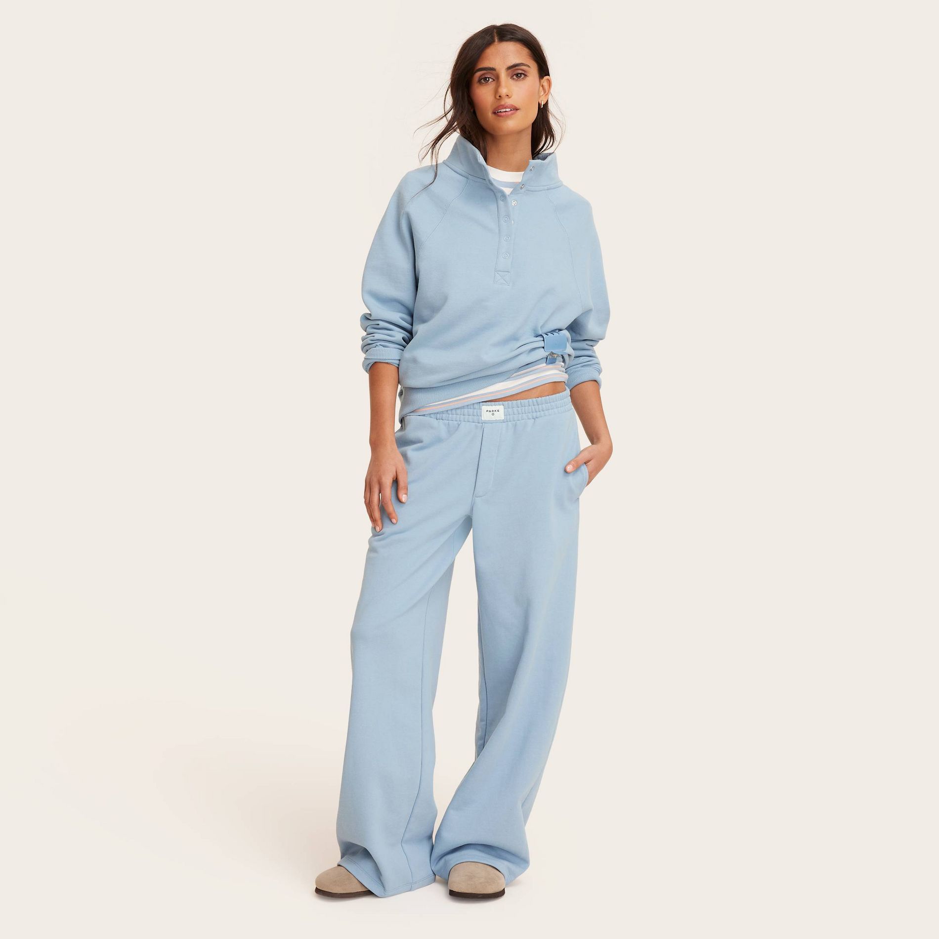 Women's High-Rise Boxer Sweatpants - Parke x Target Light Blue