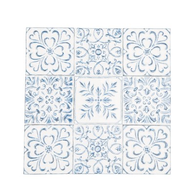 29" x 29" Farmhouse Metal Floral Wall Decor White - Olivia & May