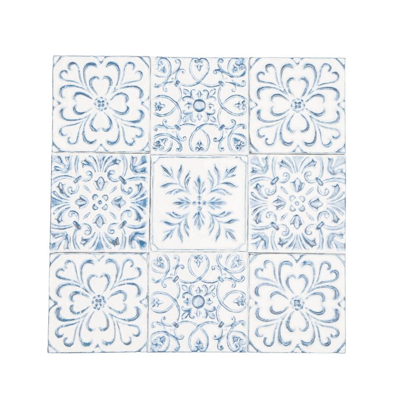 Farmhouse Metal Floral Wall Decor White - Olivia &#38; May, 1 of 6