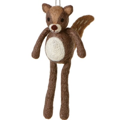 Ganz 6.75" Country Cabin Fuzzy Wildlife Friends Squirrel with Dangling Legs Christmas Ornament - Brown