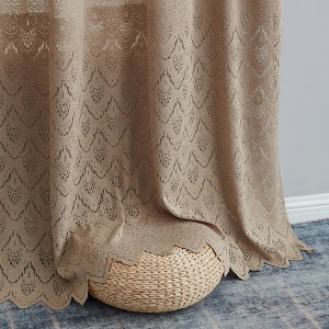 HLC.ME Monaco Decorative Ombre Lace Semi Sheer Light Filtering Rod Pocket Window Treatment Curtain Drapery Panels - Set of 2 - 1 of 4