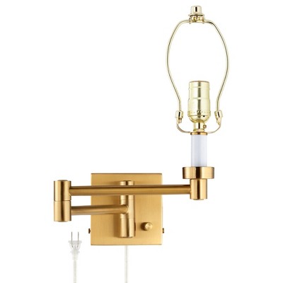 Barnes and Ivy Modern Swing Arm Wall Lamp Base Warm Antique Brass Plug-In Light Fixture for Bedroom Bedside Living Room Reading