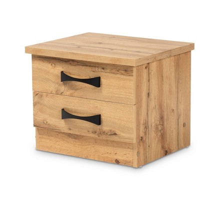 Colburn Wood 2 Drawer Nightstand Oak Brown - Baxton Studio