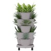 VECELO 5-Tier Vertical Garden Planter, Self Watering Stackable Planter with Wheels for Strawberries, Flowers, Vegetables, Set of 1/2 - 2 of 4