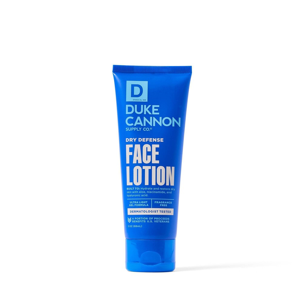 Duke Cannon Dry Defense Face Lotion - Hydrating Gel-Cream Moisturizer for Men - 3 fl. oz