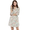 Allegra K Women's Button Front Floral Print Split Neck 3/4 Sleeves Mini Dresses - 2 of 4