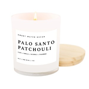 Sweet Water Decor Palo Santo Patchouli 11oz White Jar Soy Candle - 1 of 4