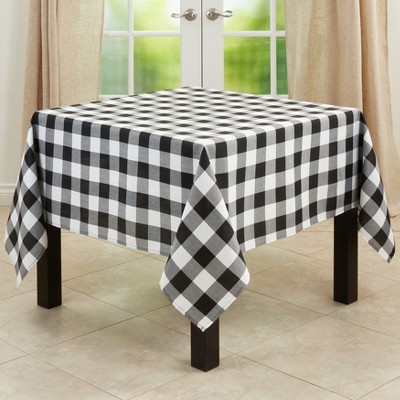 Saro Lifestyle Buffalo Plaid Cotton Blend Tablecloth, Black, 70