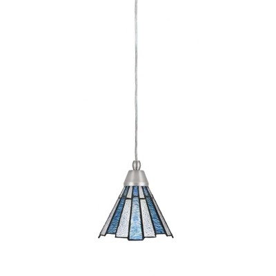 Toltec Lighting Any 1 - Light Pendant in  Brushed Nickel with 7" Sea Ice Art Glass Shade