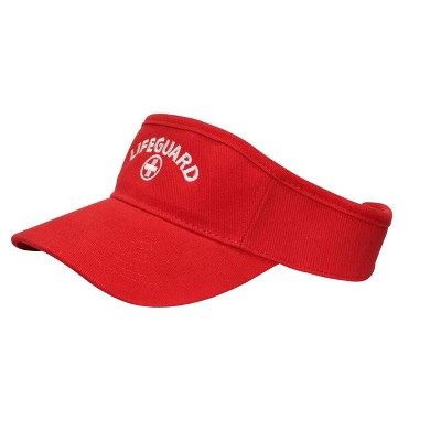Kemp Lifeguard Visor - Adjustable Lifeguard Cap with Soft Terry Cloth Lining - Embroidered Cross Logo - Visors Fits Red