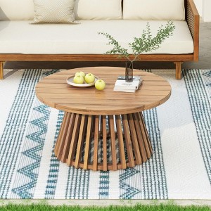 NAYSAYE Patio Accent Table Set Acacia Wood Patio Coffee Table for Outdoor Gatherings, Light Teak, 31.5"*31.5"*16" - 1 of 4